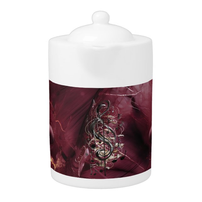 Dads Moody Music Burgundy Fedora Porcelain Teapot (Front)