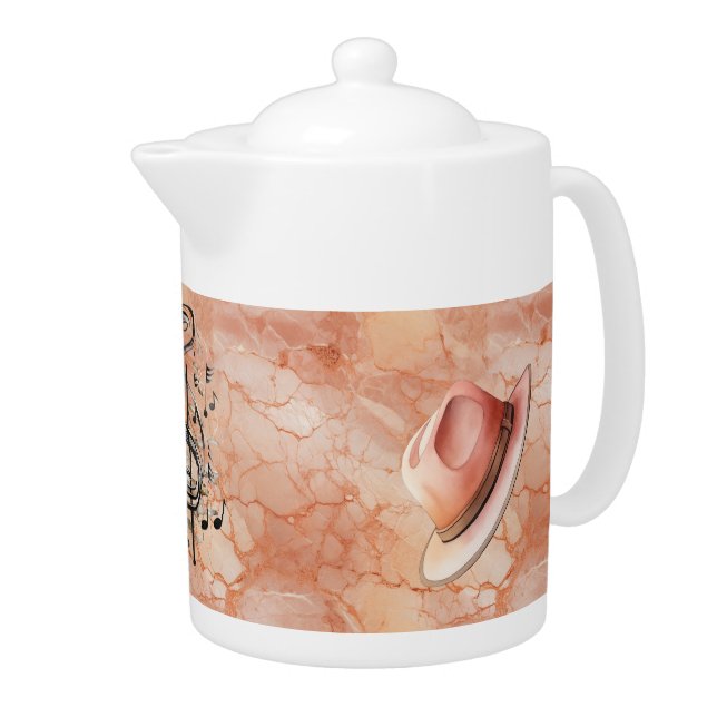 Dads Moody Music Mauve Fedora Porcelain Teapot (Right)