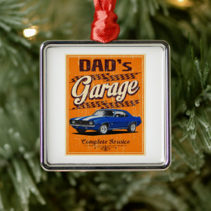 Dad's Muscle Car Garage Metal Ornament