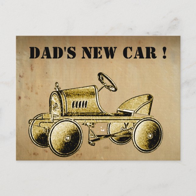 Dad's New Car!... vintage style postcard (Front)