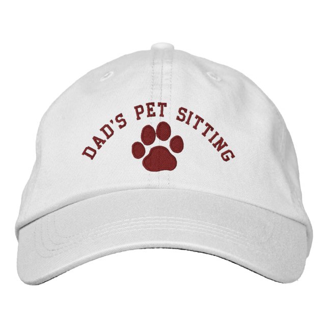 Dad's Pet Sitting | Dog Paw Print Custom Embroidered Baseball Hat (Front)