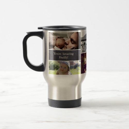 Dads Photo Collage Chalkboard Christmas Gift Travel Mug