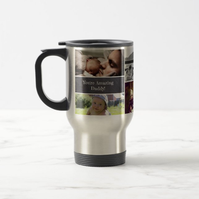 Dad's Photo Collage Chalkboard Christmas Gift Travel Mug (Left)