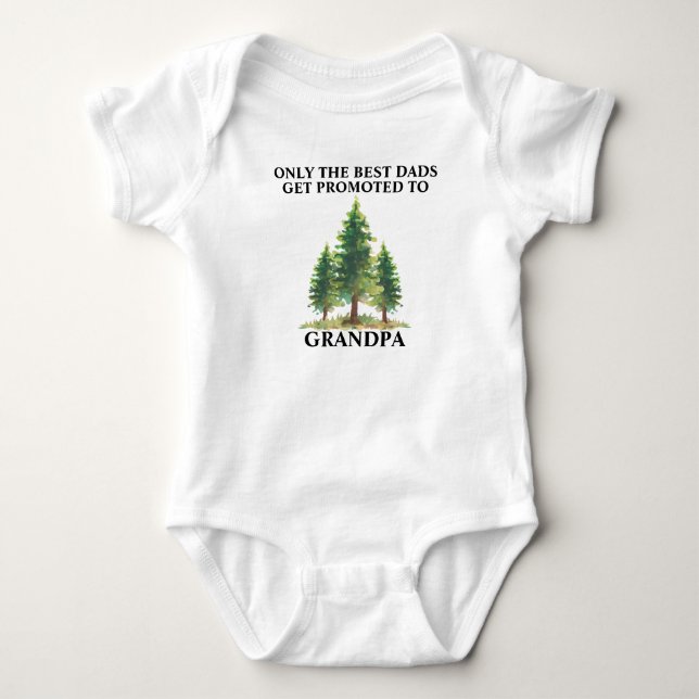 Dads Promoted to Grandpa Pine Tree Father's Day Baby Bodysuit (Front)