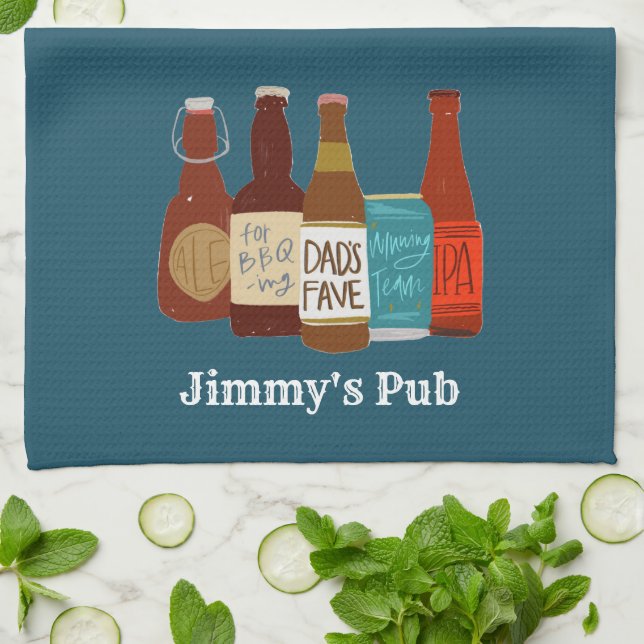 Dad's Pub Personalized Kitchen Towel (Folded)