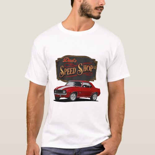 Dads Red Muscle Car Speed Shop T_Shirt