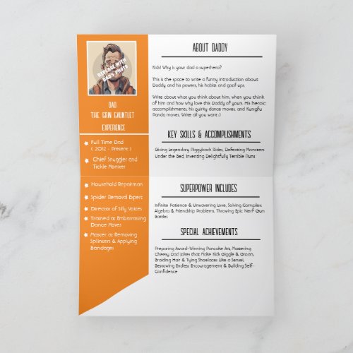 Dads Resume A Funny  Heartwarming Fathers Day  Thank You Card