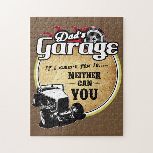 Dads Retro Garage Jigsaw Puzzle