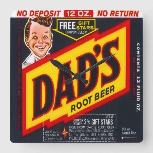 Dads Root Beer Square Wall Clock