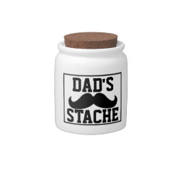 Dad&#39;s Stache Quote Funny Black Mustache Candy Jar