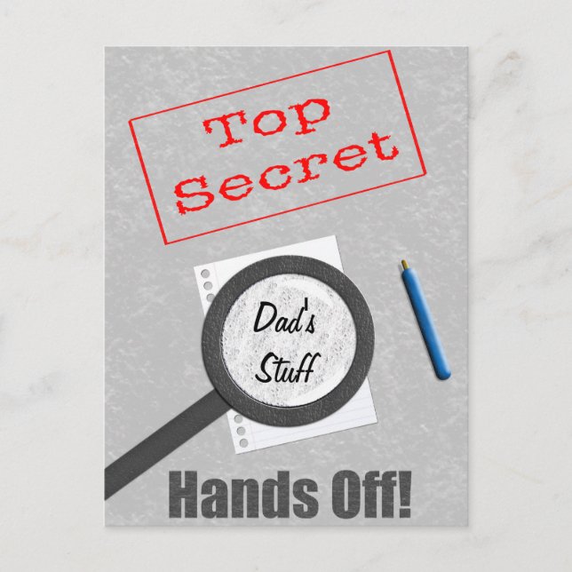 Dad's Stuff Top Secret Postcard (Front)