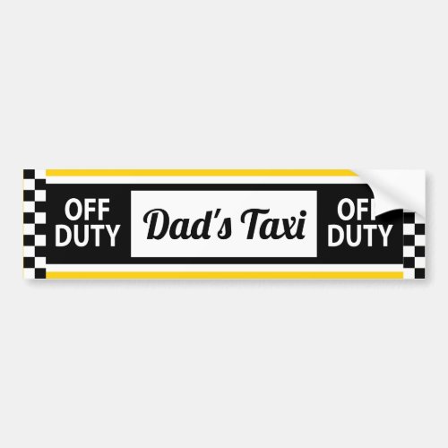 Dads Taxi Fun New York Yellow Cab Bumper Sticker