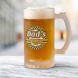 Dad's Taxi Service Frosted Glass Beer Mug