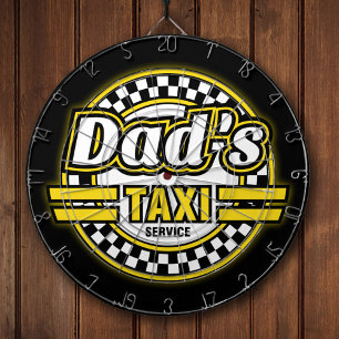 Dad's Taxi Service Logo Dartboard With Darts