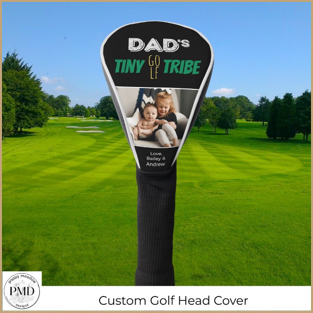 Dads Tiny Golf Tribe Custom Father's Day Photo Golf Head Cover (Dads Tiny Golf Tribe Custom Father's Day Photo Golf Head Cover with Children's Names, Photo.)