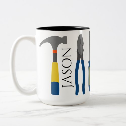 Dads Tools Personalized Two_Tone Coffee Mug