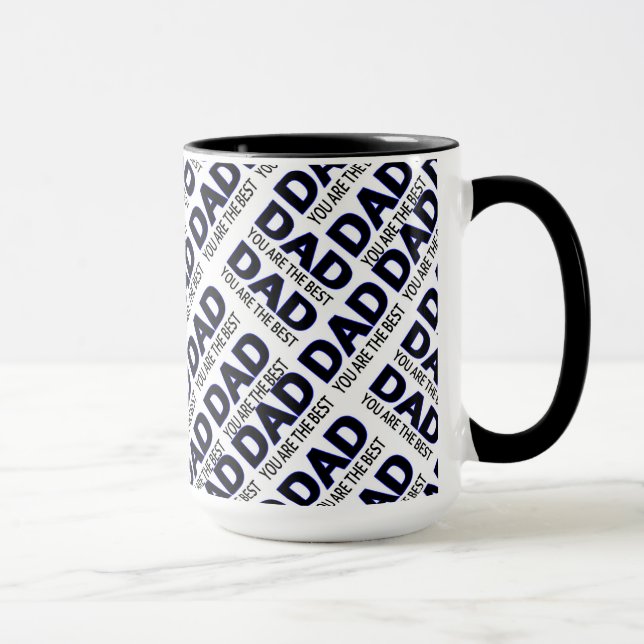 Dad's Typography Print Black 15 oz Ringer Mug (Right)