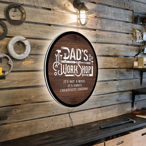Dads Workshop King of the Tools Fun Fathers Day LED Sign