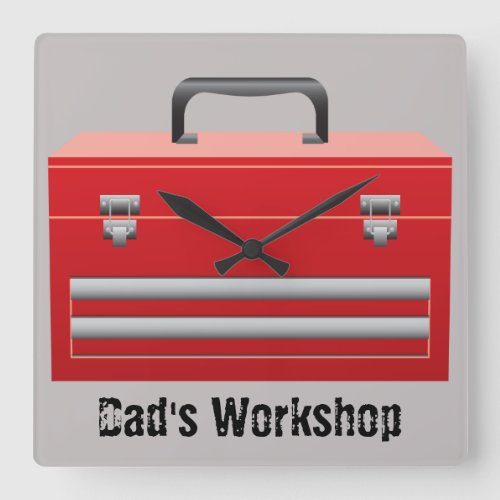 Dads Workshop Toolbox Square Wall Clock