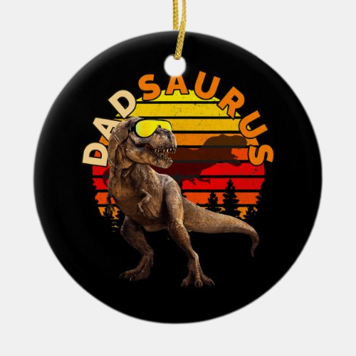 DADSAURUS Jurassic T Rex Dad Retro Vintage World Ceramic Ornament