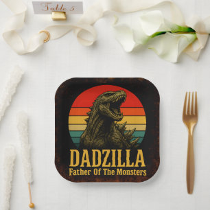 Dadzilla Father Of The Monsters Fathers Day Paper Plates