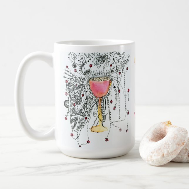 Daf Yomi Team Yalta  Fireworks in Goblet Art Coffee Mug (With Donut)