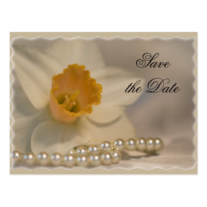 Daffodil and Pearls Save the Date Announcement Post Card