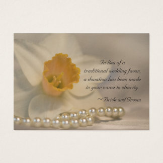 Daffodil and Pearls Wedding Charity Favor Card