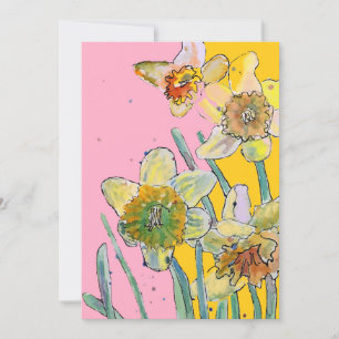 Daffodil Art Watercolour Birthday Invitation