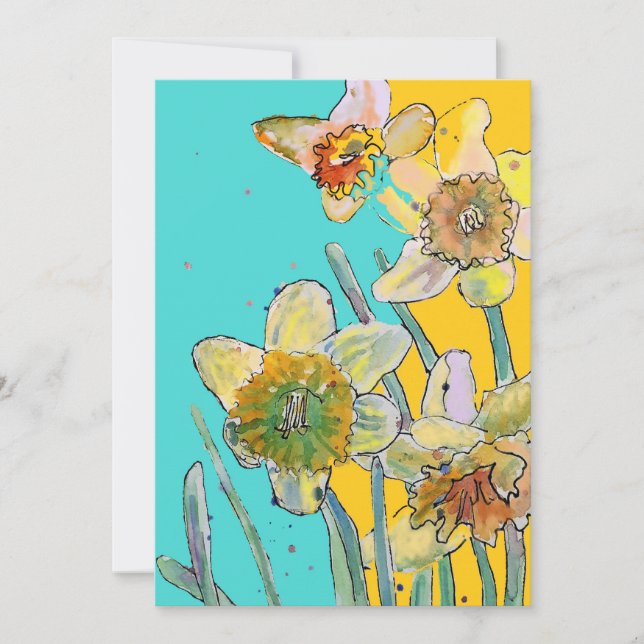 Daffodil Art Watercolour Birthday Invitation (Front)