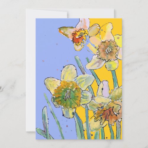 Daffodil Art Watercolour Birthday Invitation