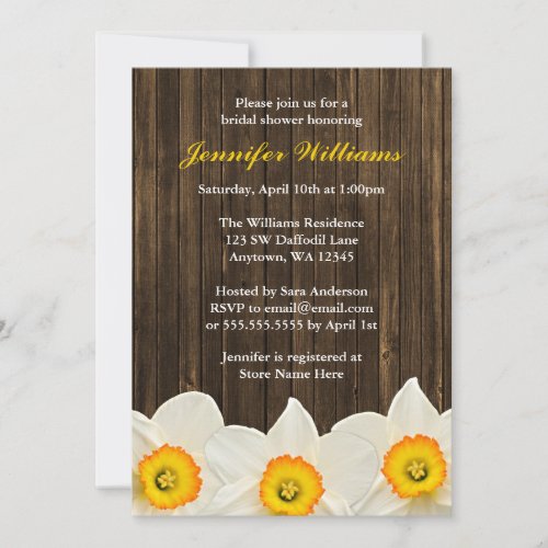 Daffodil Barn Wood Bridal Shower Invite