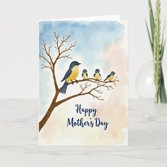 Daffodil Bird Mothers Day Card (Front)