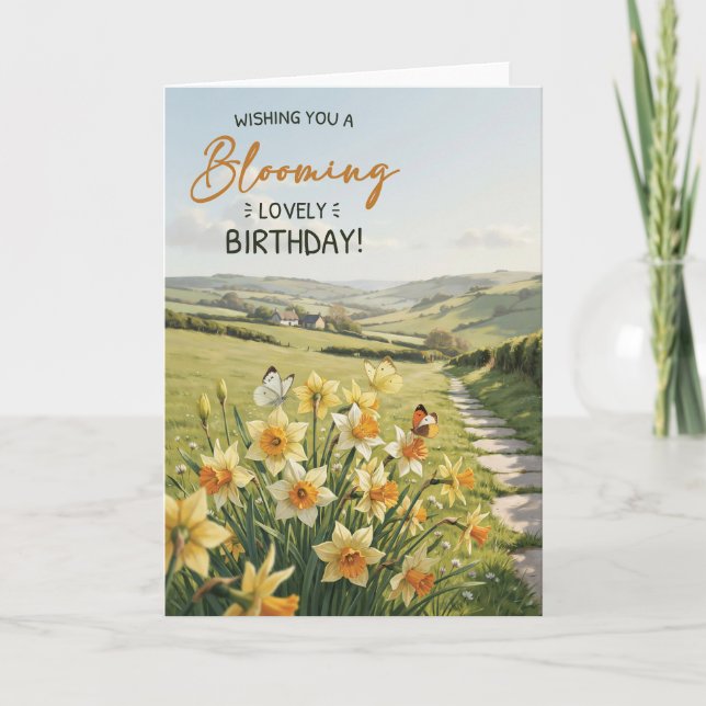 Daffodil Birthday Card for Her (Front)