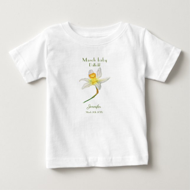 Daffodil birthday month March watercolor T-Shirt (Front)