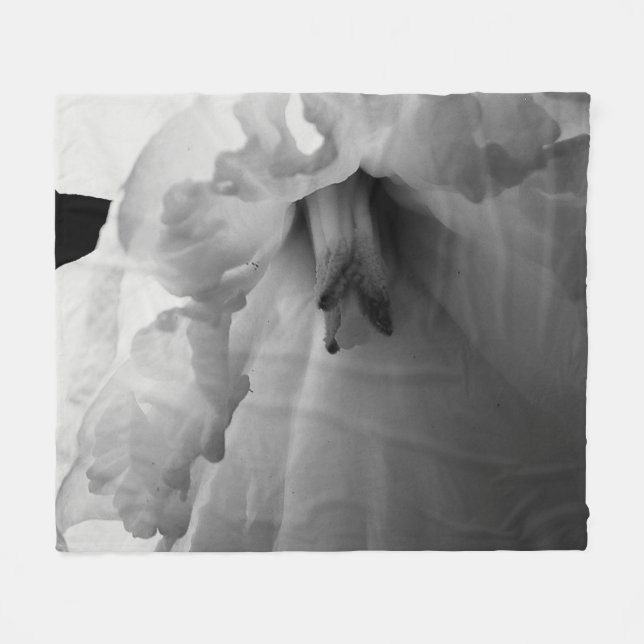 Daffodil Black and White Photography Fleece Blanket (Front (Horizontal))