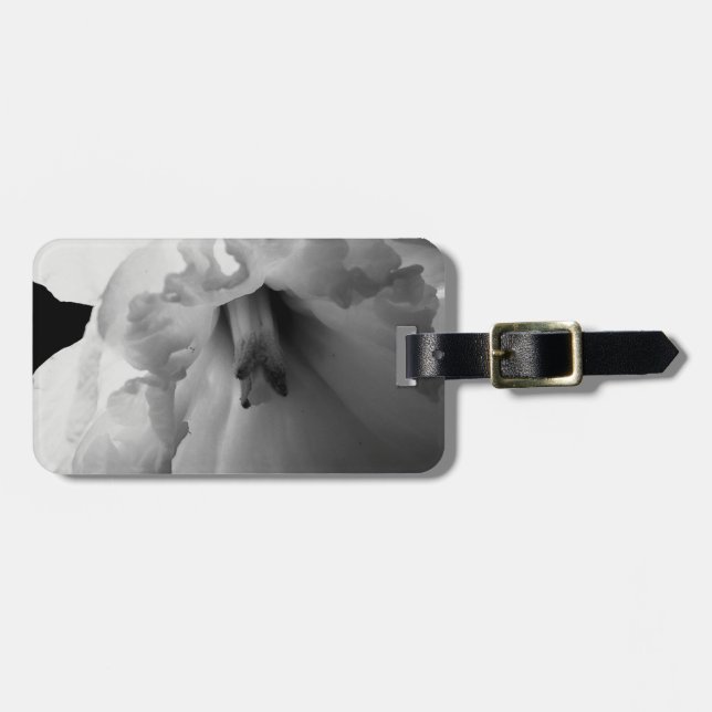 Daffodil Black and White Photography Luggage Tag (Front Horizontal)