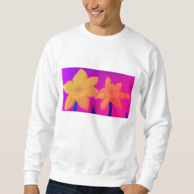 Daffodil Bloom Sweatshirt - Handmade Chalk Pastel (Front)