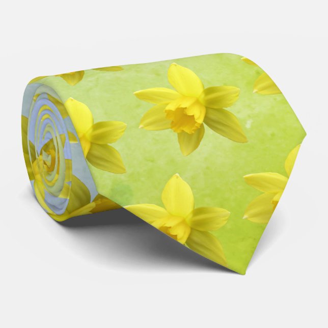 Daffodil Blooms Pattern Neck Tie (Rolled)