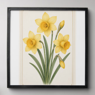 Daffodil Botanical, March Birth Flower Peel And Stick Photo Tile