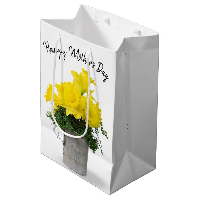 Daffodil Bouquet Mother's Day Medium Gift Bag (Front Angled)