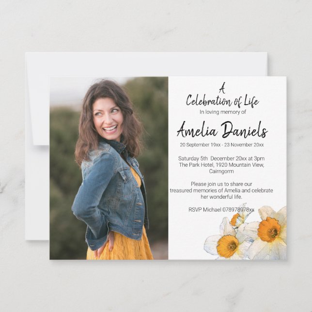 Daffodil Celebration of Life Photo Card (Front)