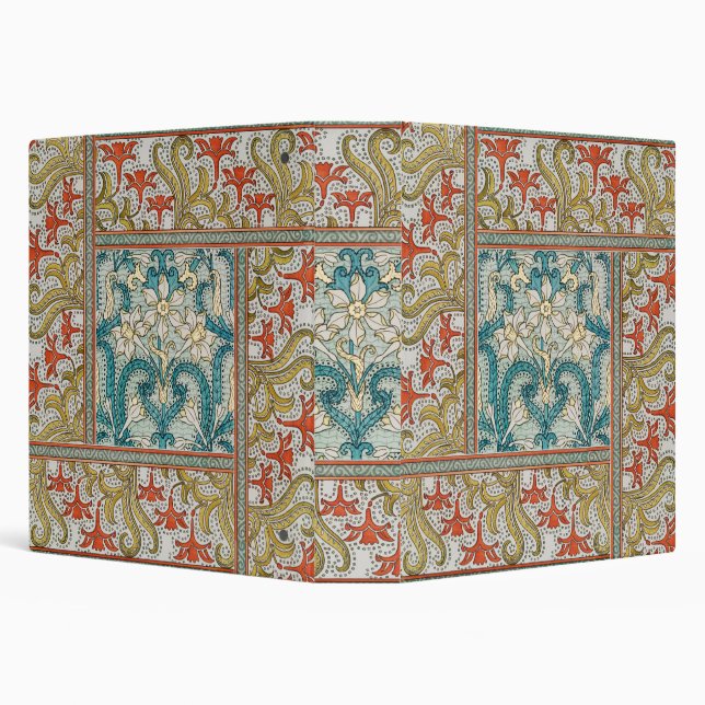 Daffodil chintz art nouveau flower wallpaper 3 ring binder (Background)