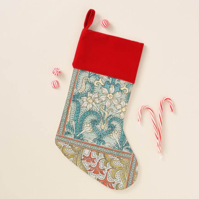 Daffodil chintz art nouveau flower wallpaper christmas stocking (Front)