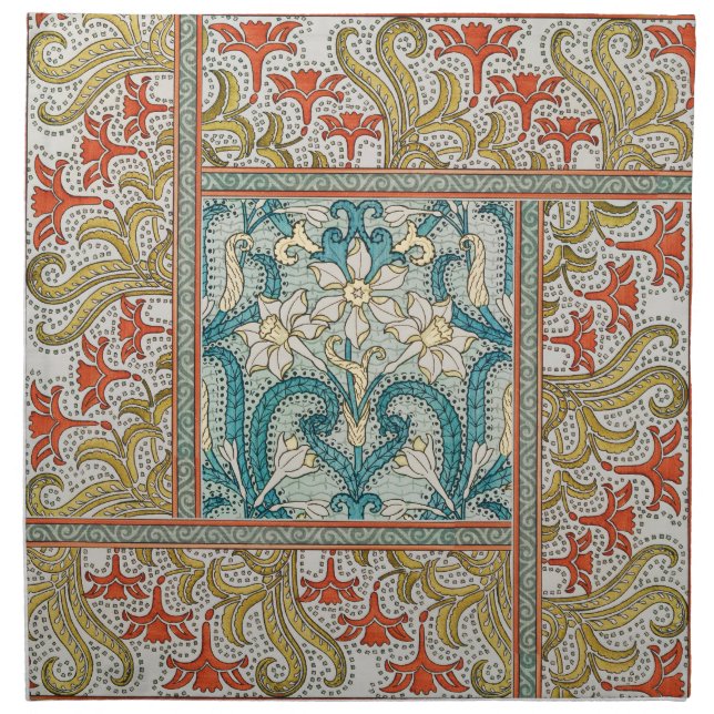 Daffodil chintz art nouveau flower wallpaper cloth napkin (Front)