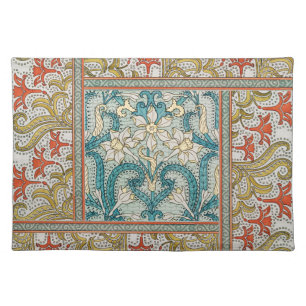 Daffodil chintz art nouveau flower wallpaper cloth placemat