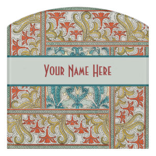Daffodil chintz art nouveau flower wallpaper door sign