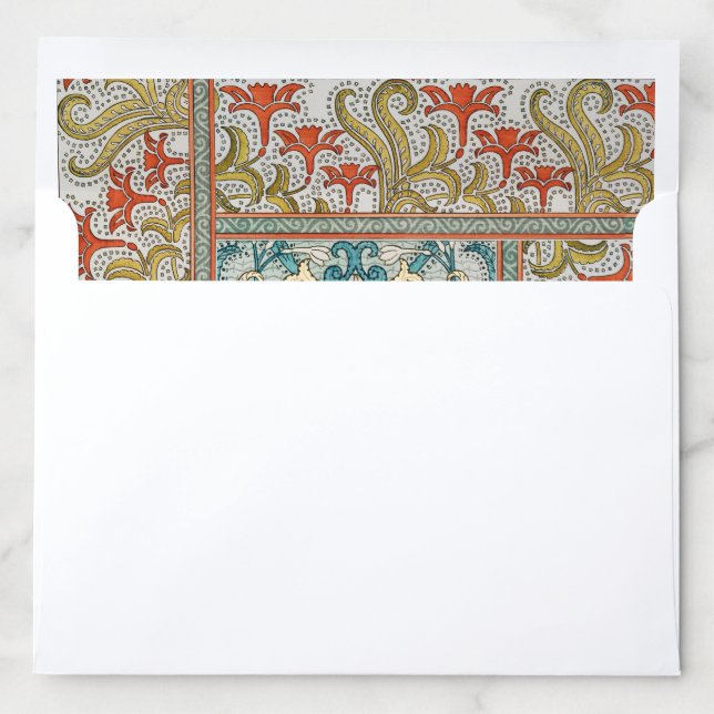 Daffodil chintz art nouveau flower wallpaper envelope liner (In Envelope)