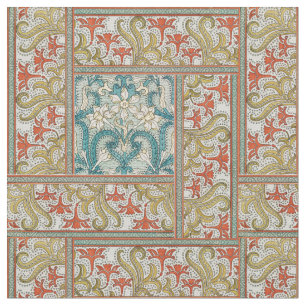 Daffodil chintz art nouveau flower wallpaper  fabric