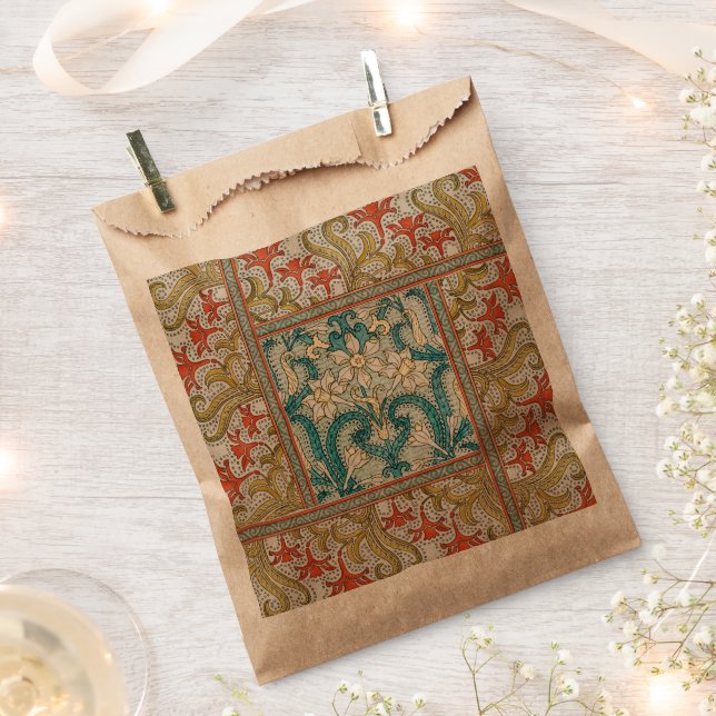 Daffodil chintz art nouveau flower wallpaper favor bag (Clipped)